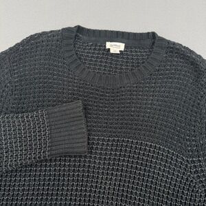 UpWest Mens M Crewneck Waffle Knit Pullover Sweater Dark Gray Cotton Blend‎